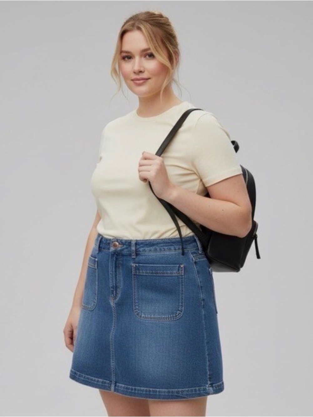 Boden Classic Blue Denim Jean A Line Mini Skirt Women’s size 12 Pockets